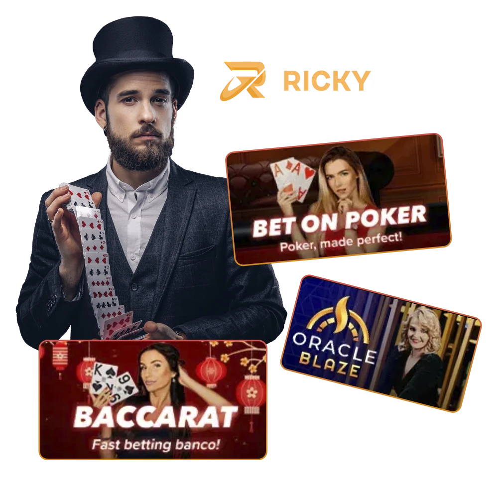 Unique dealer games are always available for your bets at Ricky Casino.