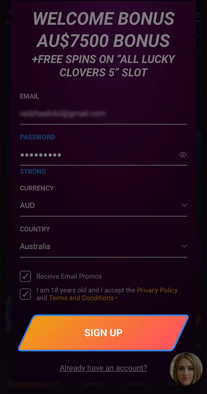 Complete your registration by clicking on the appropriate button at Ricky Casino.