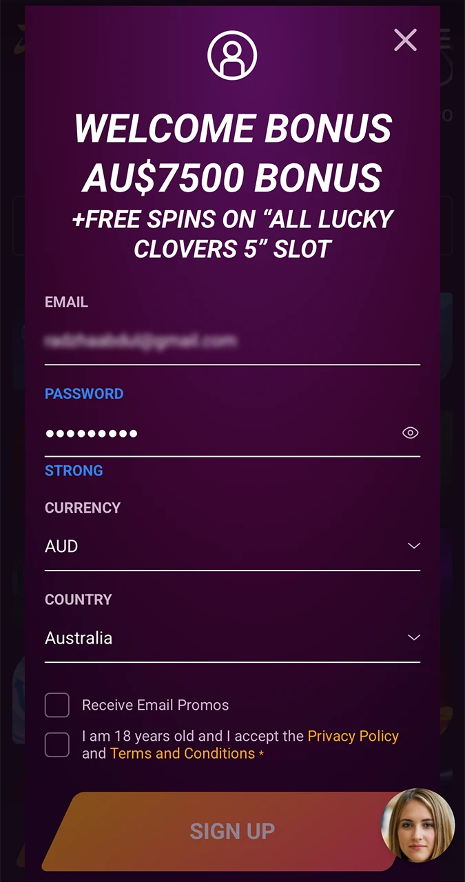 Prepare the necessary details for registration and enter them in the form on the Ricky Casino website.