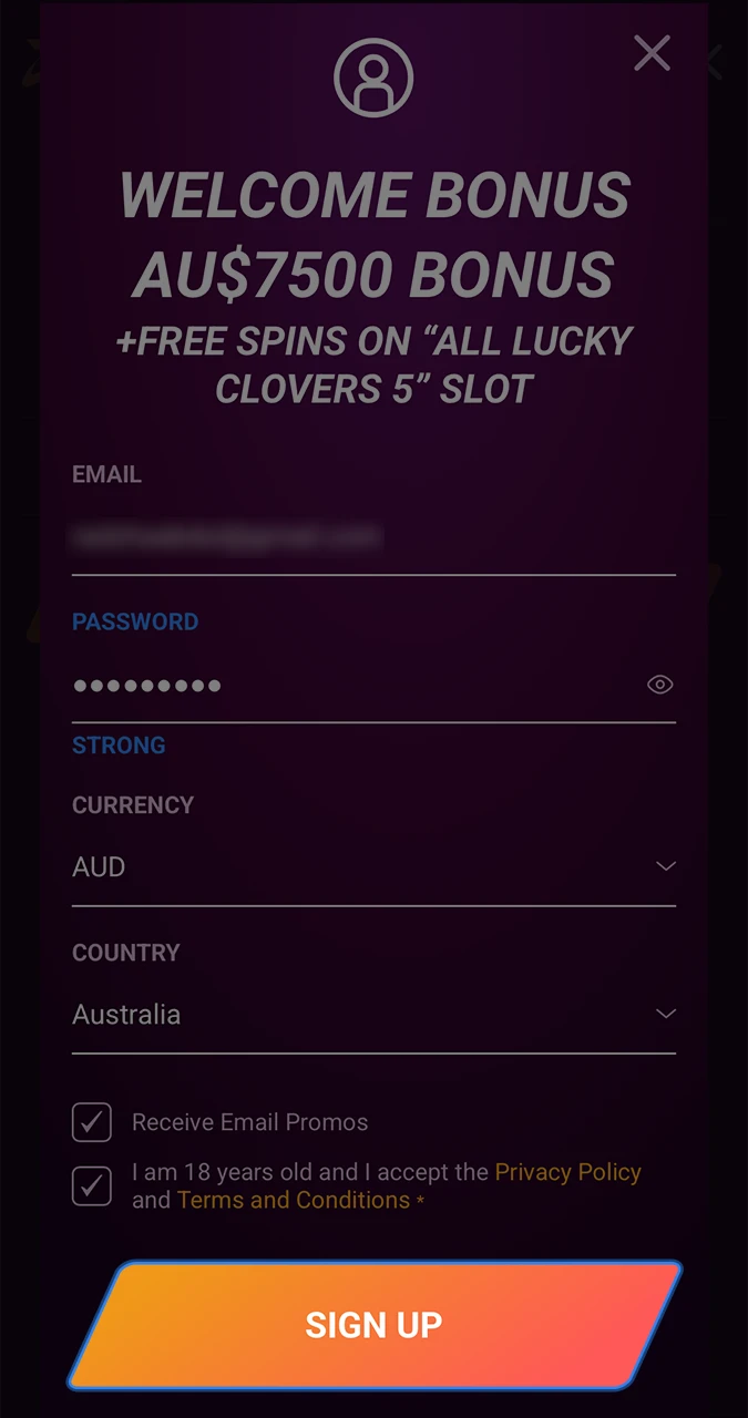 Confirm your participation on the Ricky Casino website.