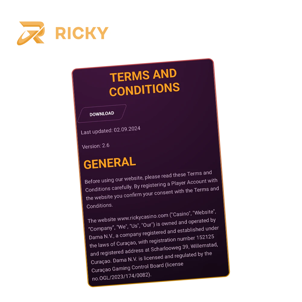 Please note the Ricky Casino site rules.