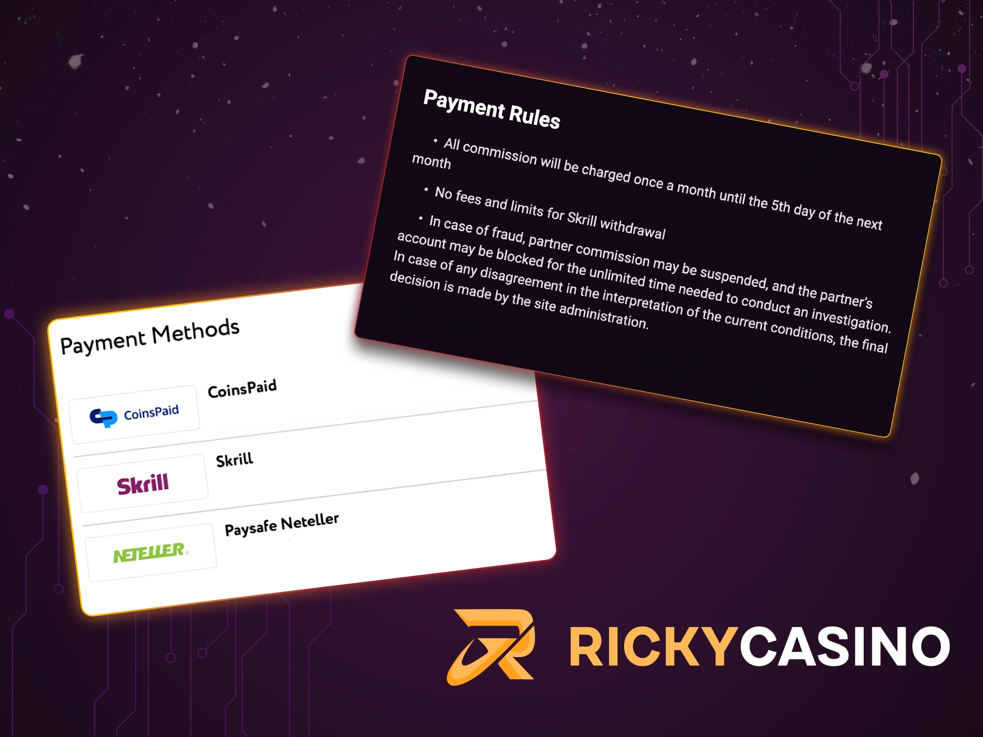 Familiarize yourself with and abide by the paid rules at Ricky Casino.