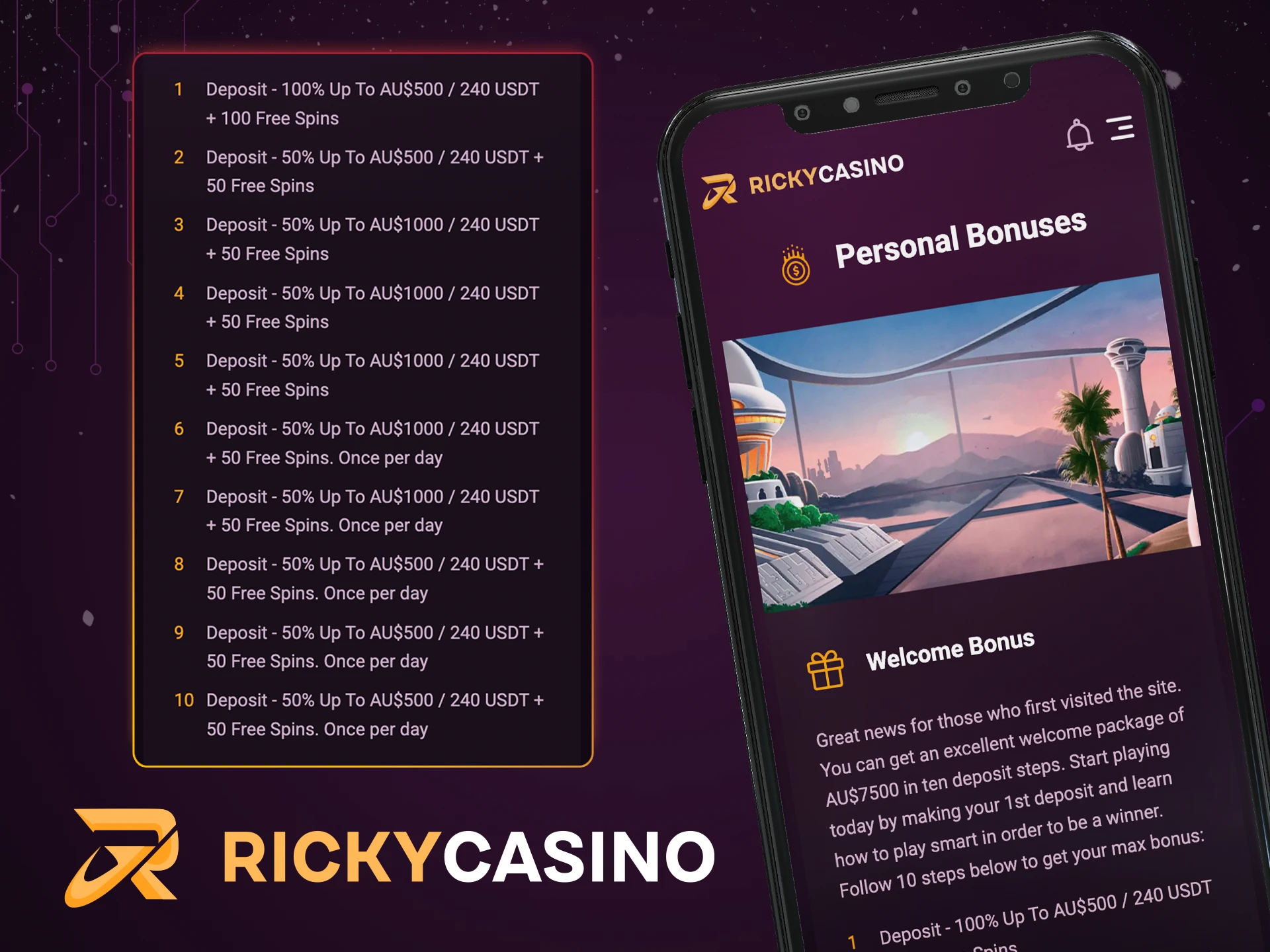 Ricky Casino's welcome bonus is waiting for you.