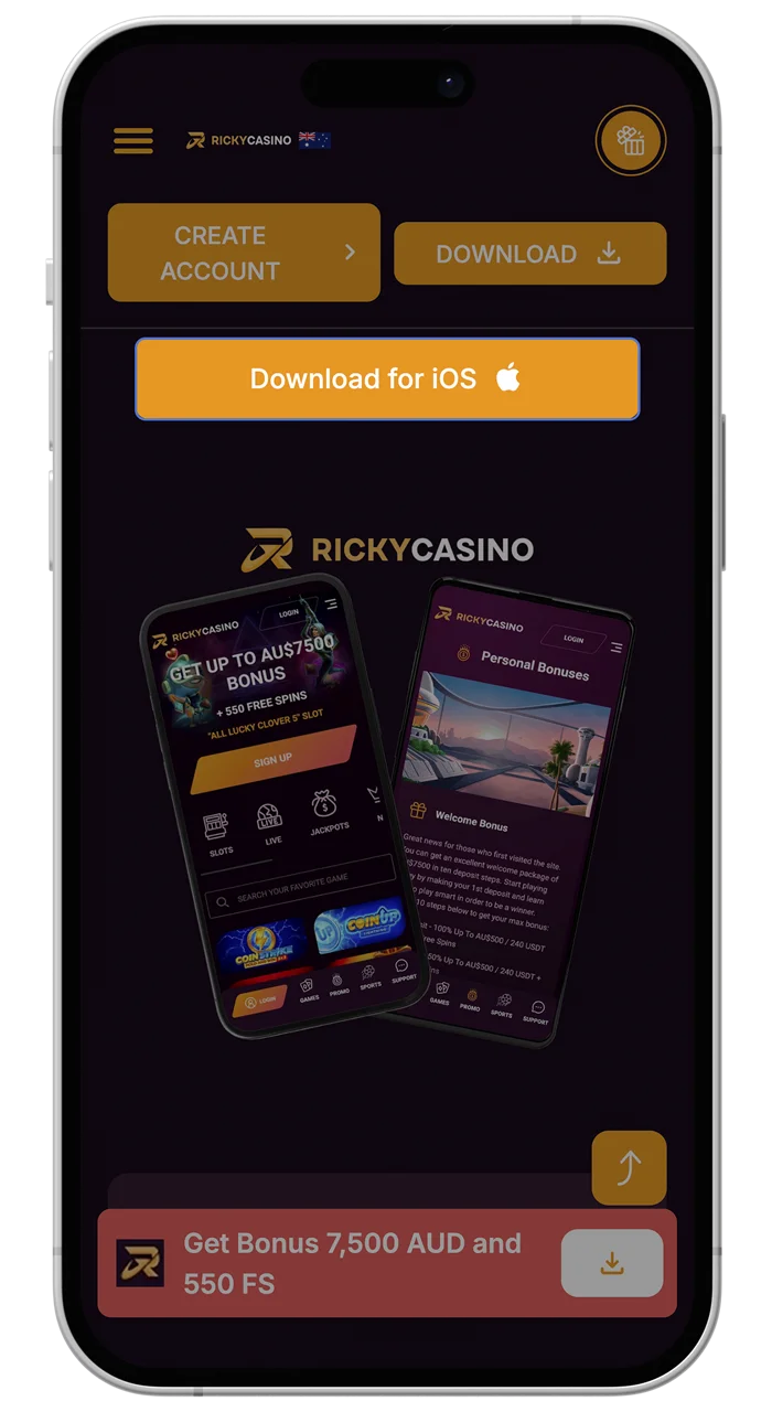 Visit the Ricky Casino website to install the app.