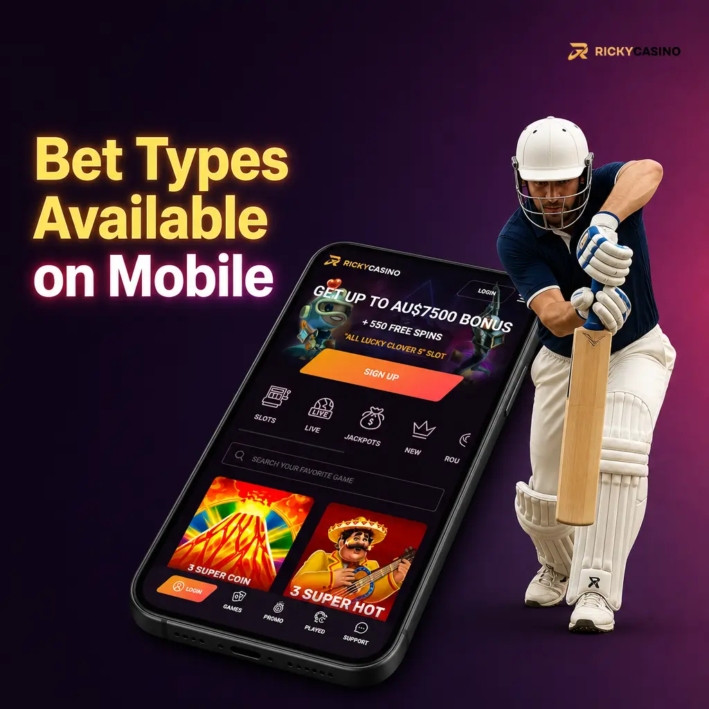 Mobile betting screen showing single, double, treble, accumulator and line bet types explained