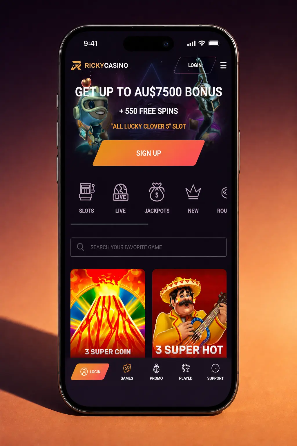 Ricky Casino login guide showing steps to sign in and access balance, bonuses, casino lobby and sportsbook