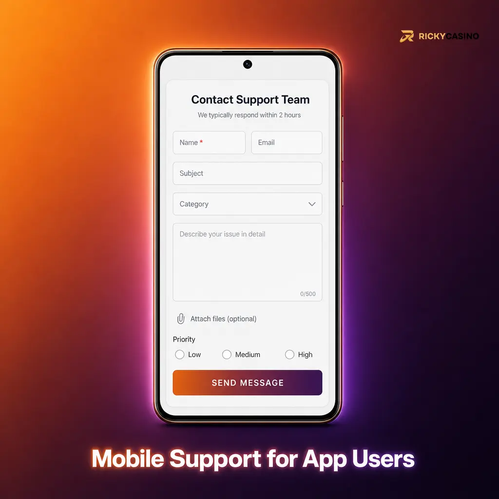 Mobile support options for app users, including live chat, email, Help Centre and account messages