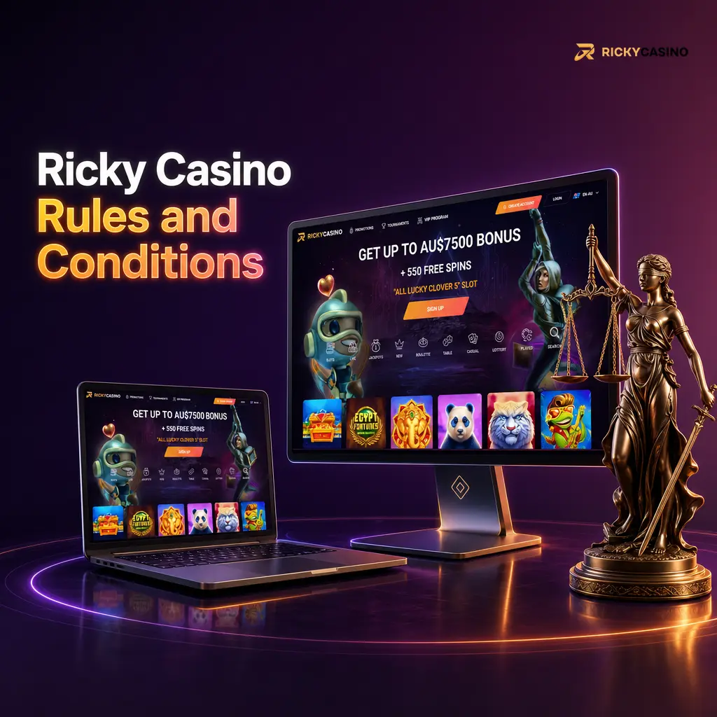 Ricky Casino terms and conditions covering accounts, bonuses, withdrawals and wagering rules for Australian players